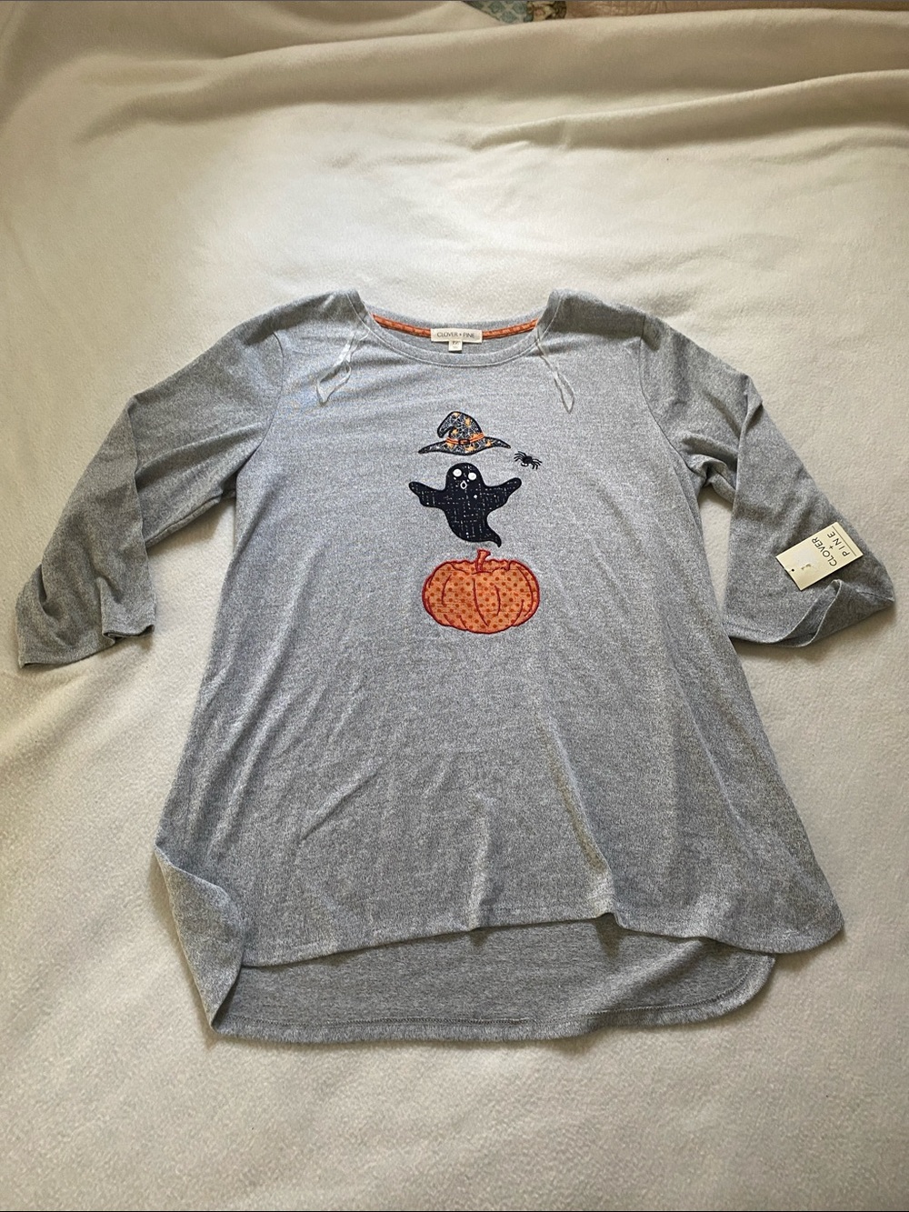 Gray Halloween Pumpkin & Ghost Tunic Top size XXL 2xl